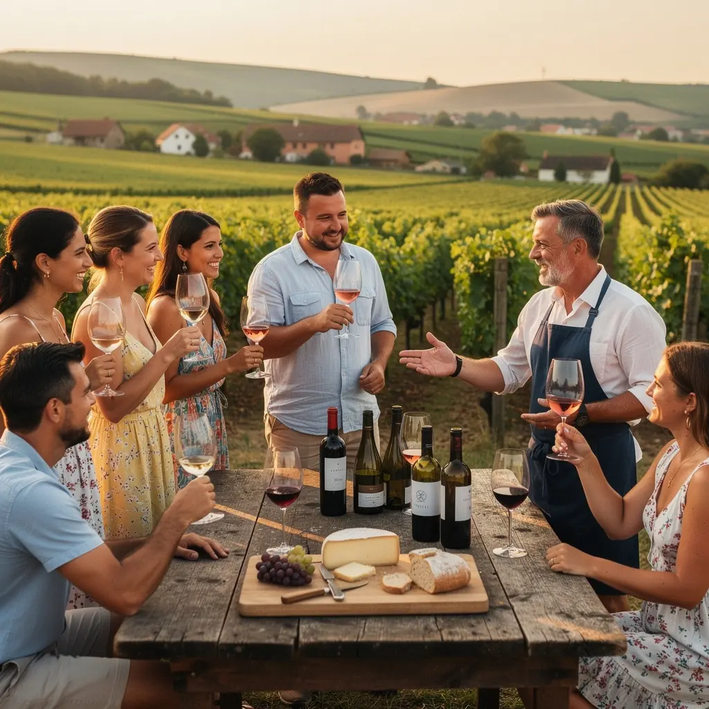 Pohled na historický hrad v pozadí zeleného údolí.